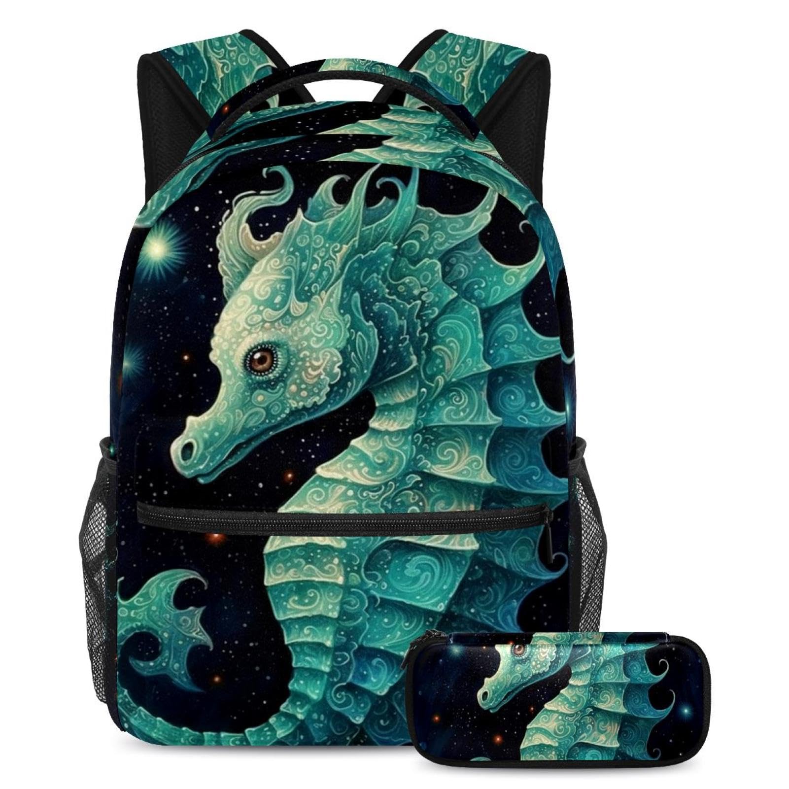 Sac à dos hippocampe multicolore léger et résistant à double compartiment - 7