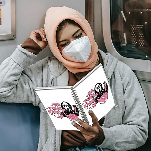 Miniatura 7 de Cabreche Cuaderno de espiral de tapa dura de 5.5 x 8.3 pulgadas, papel grueso de 80 GSM, 60 hojas, 120 páginas con banda de cierre elástica, para