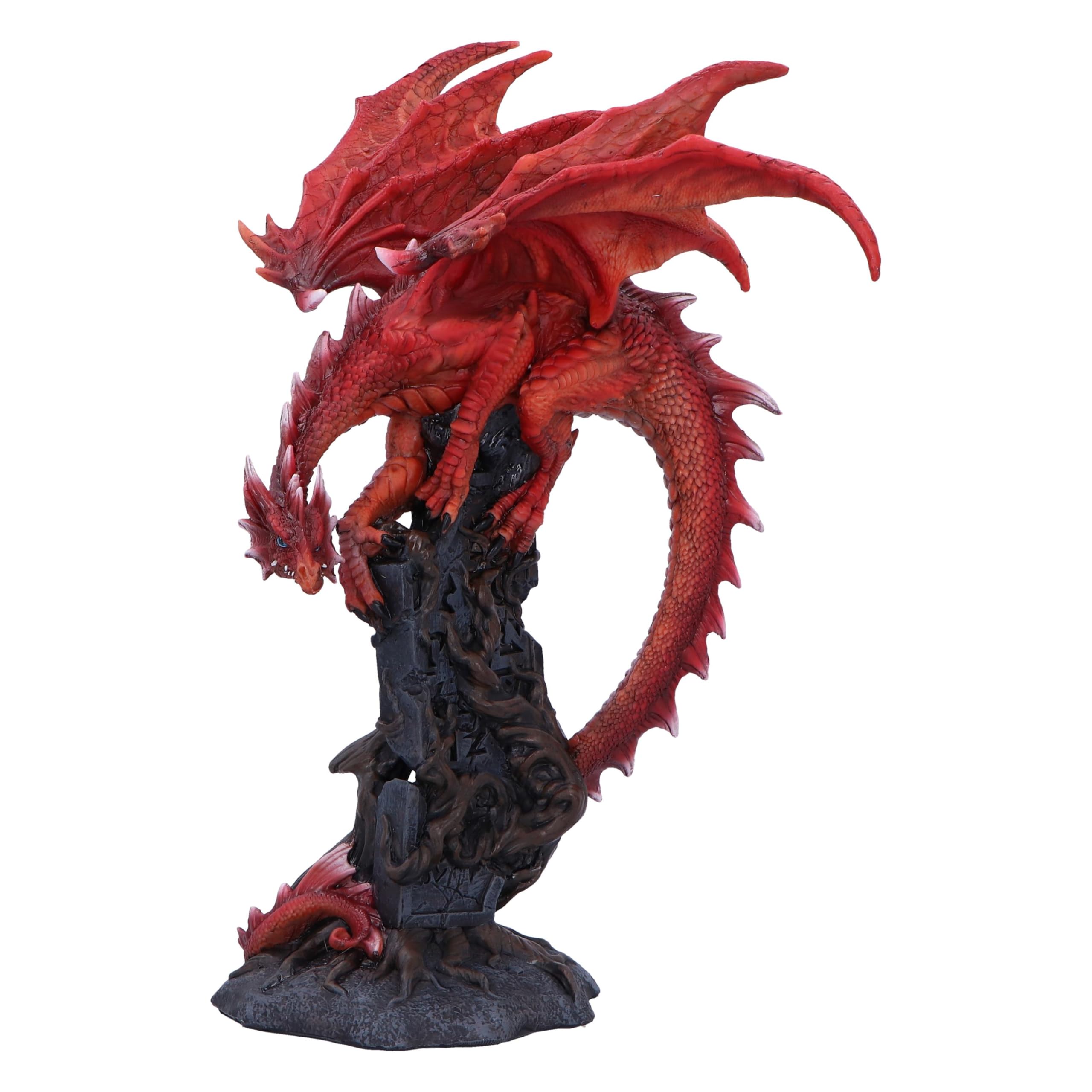 Nemesis Now Draconic Roots Figurine - 28.5cm Resin Red Dragon on Stone, Collectable Dragon Giftware, Expertly Hand-Painted