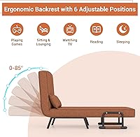 Vista 32 de KOMFOTT Sofá cama convertible 4 en 1 plegable con respaldo ajustable de 6 posiciones, tumbona tapizada con almohada extraíble, sofá reclinable
