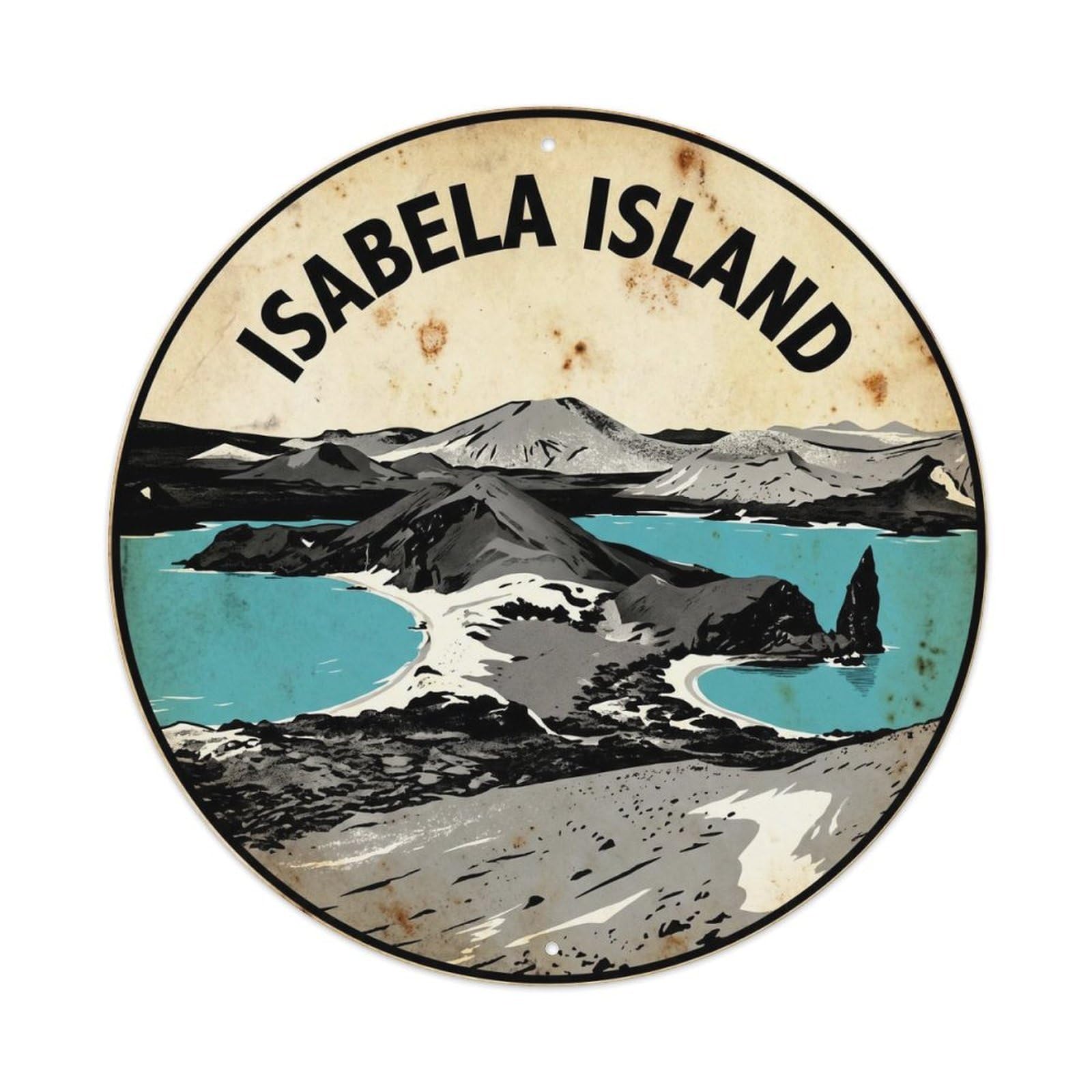 Galapagos Islands Isabela Wild Coast Monochrome Metal Tin Sign