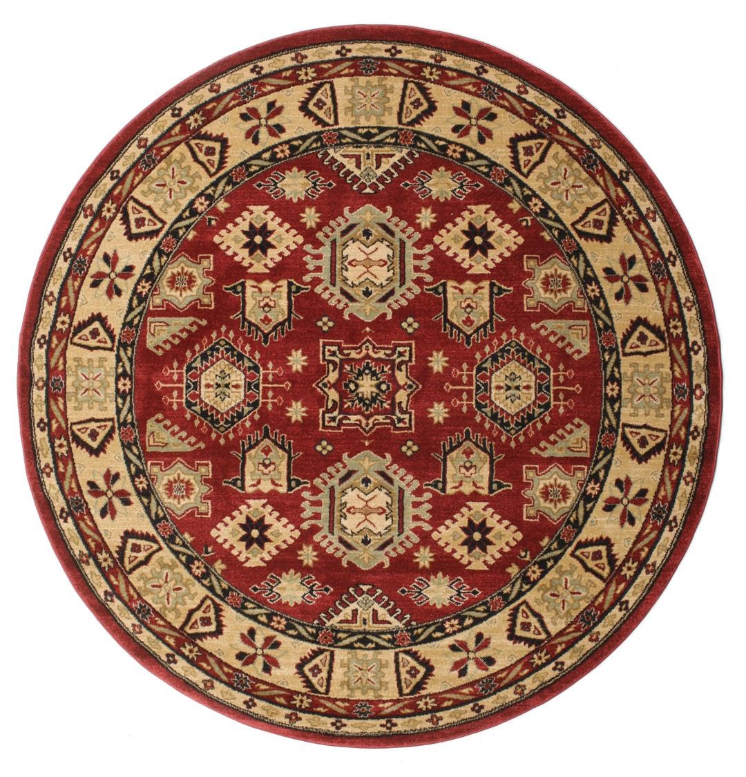 RugVista Shirvan Kazak Tapis, Ø 200 cm, Rouge/Beige