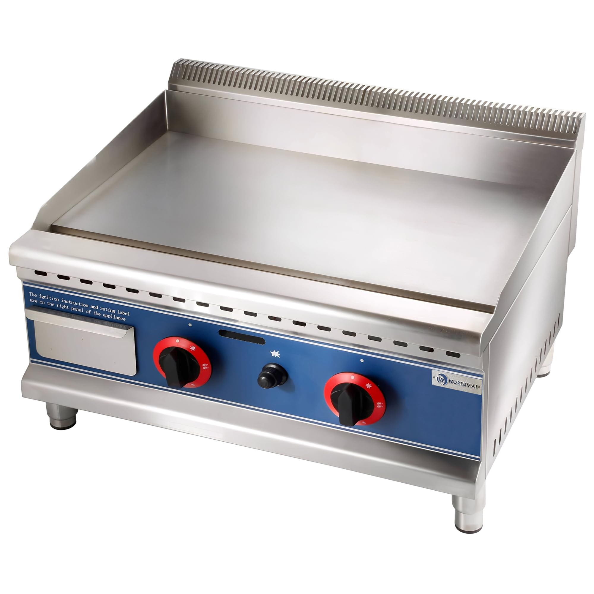 Plancha cromoduro a gas industrial WORLDMAI de 60 cm para hostelería. Plancha de asar profesional de sobremesa para cocina de bar y restaurante.