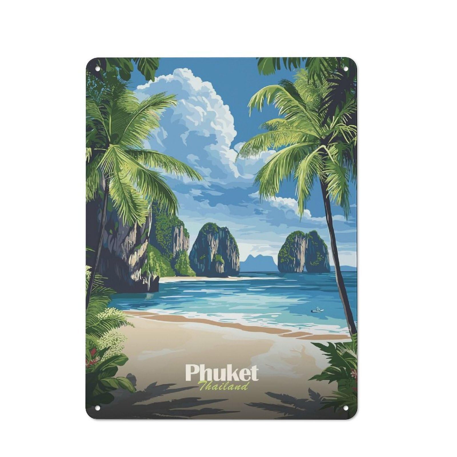 Junmoney Style-21 Phuket Thailand Beach Vintage Tin Sign 40X30cm For Studio Or Craft Room, Suited To Creative-Space Collectors