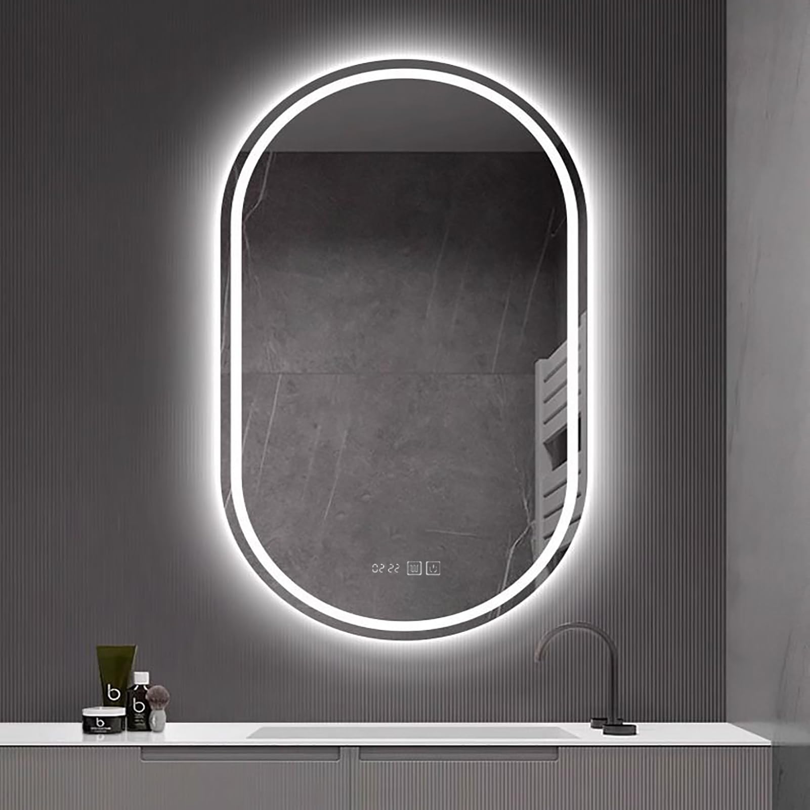 FGXHHS LED Oval with Anti-Fog, Dimmable Touch Switch, and 3 Color Temperature Options for Modern Vanity Lighting