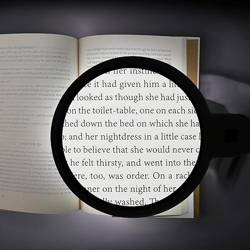 Miniatura 6 de Lupa con lupa iluminada de luz 10X con base ponderada, lente de 4.8 pulgadas para ampliación clara, lupa de escritorio para pintar en miniatura,