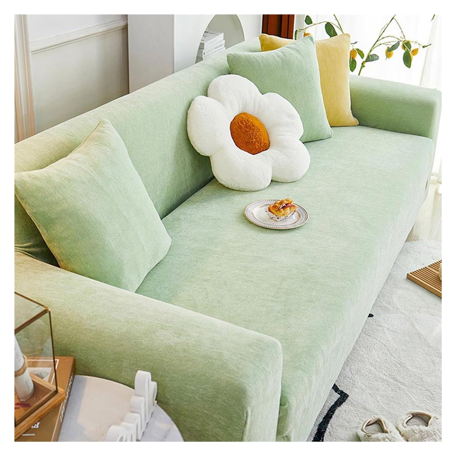 Housse de canapé en chenille L-Sd universelle antidérapante pour modèle d'angle et lit 2 places
