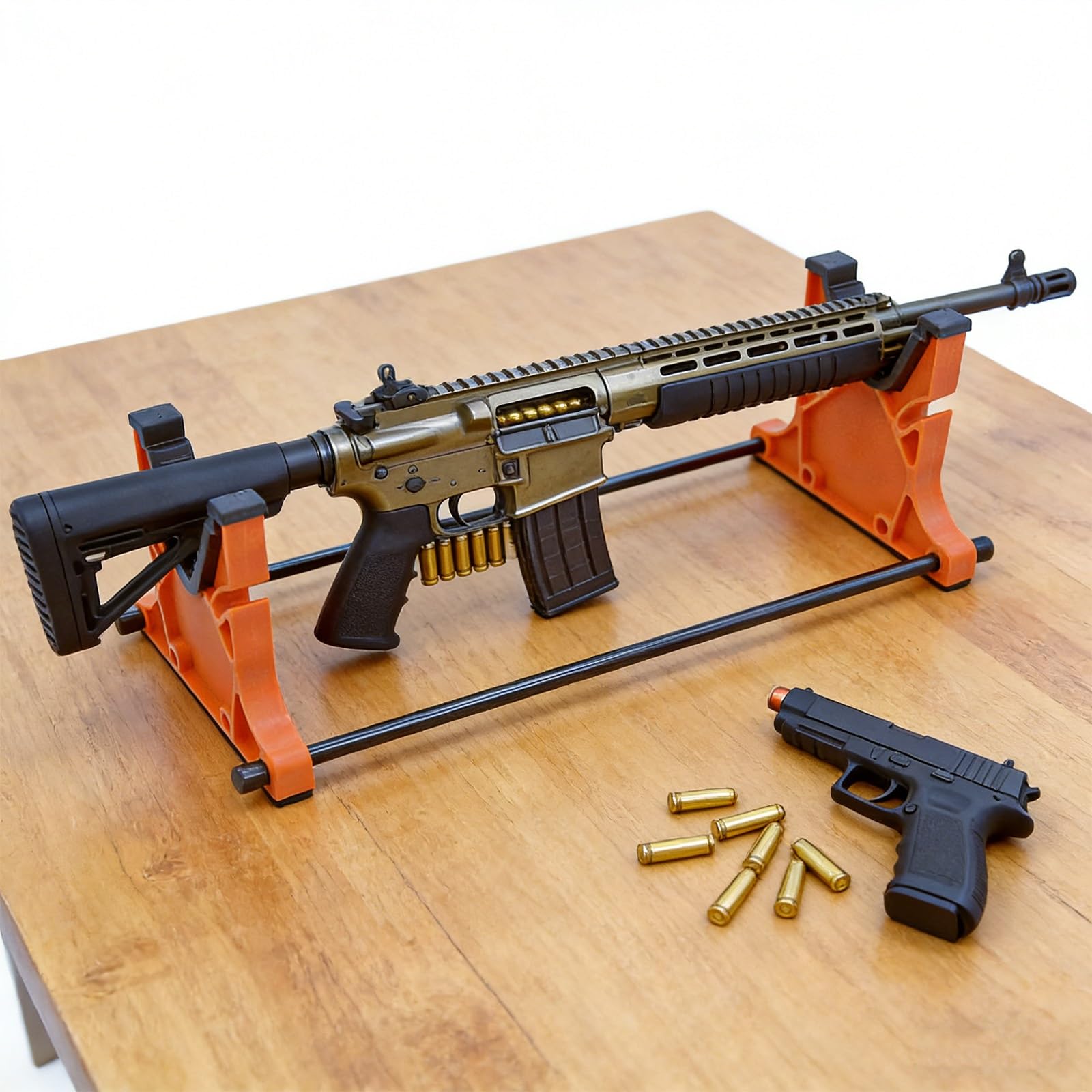 Supporto da banco for Fucile, Supporto for poligono Regolabile for Fucile, Supporto for Fucili ad Aria compressa, Pulizia del Display e Manutenzione della Pistola(Orange)