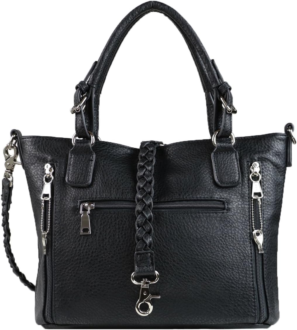Lady Conceal Concealed Ella Carry Purse for Women – Locking Zippers, Braided Strap, Holster Included, Faux Leather Tote | Locking Zippers, Braided Strap, Holster Included - Image 5