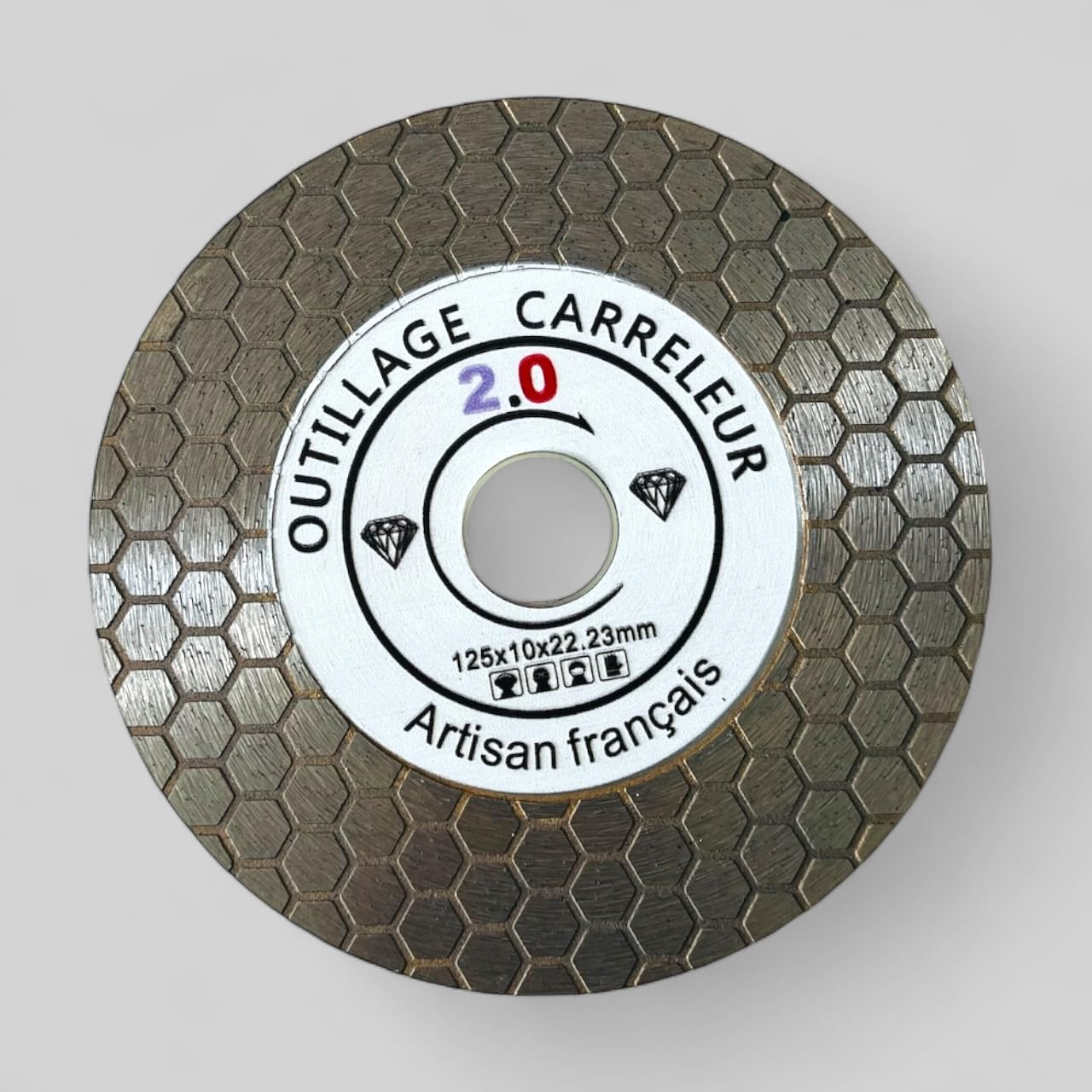 Disque Diamant Nid d’Abeille 125 mm – Coupe Biseau 45° – Épaisseur 1,2 mm – Qualité Pro – Pour Carrelage, Marbre, Porcelaine, Travertin, Terrazo – Compatible Meuleuse