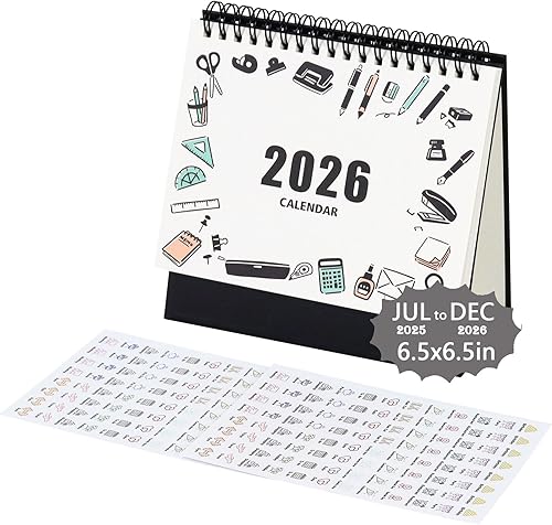 Miniatura 12 de Multibey Calendario de escritorio de encaje rosa 2025-2026, calendario pequeño de 6.5 x 6.5 pulgadas para escritorio (julio de 2025 a diciembre de