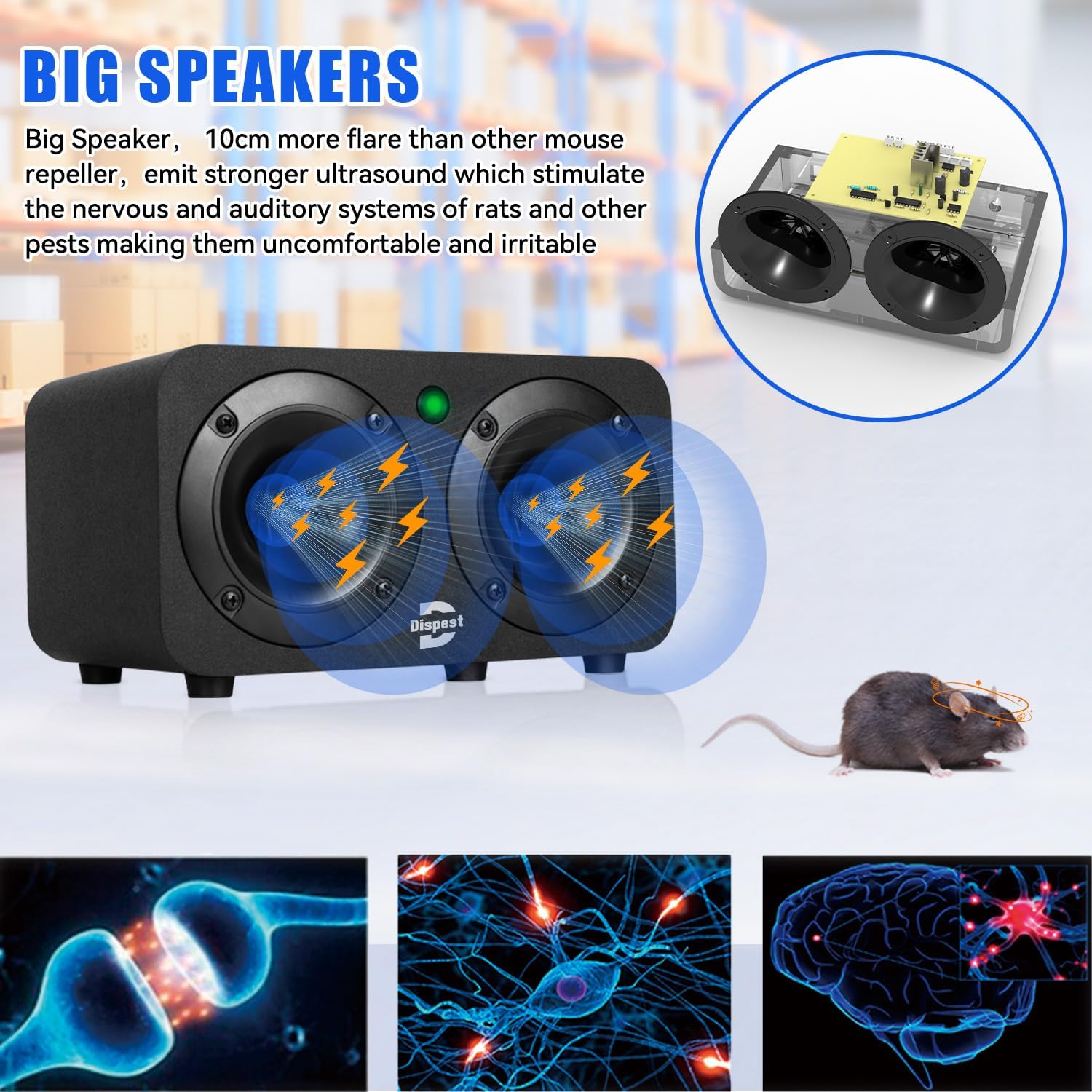 Powerfull Effective Plug in Ultrasonic and Bionic Rodent Mouse Repeller for Building, warehouse, garage, attic, Restaurant, Supermarket amd more. (Modern) - Image 5