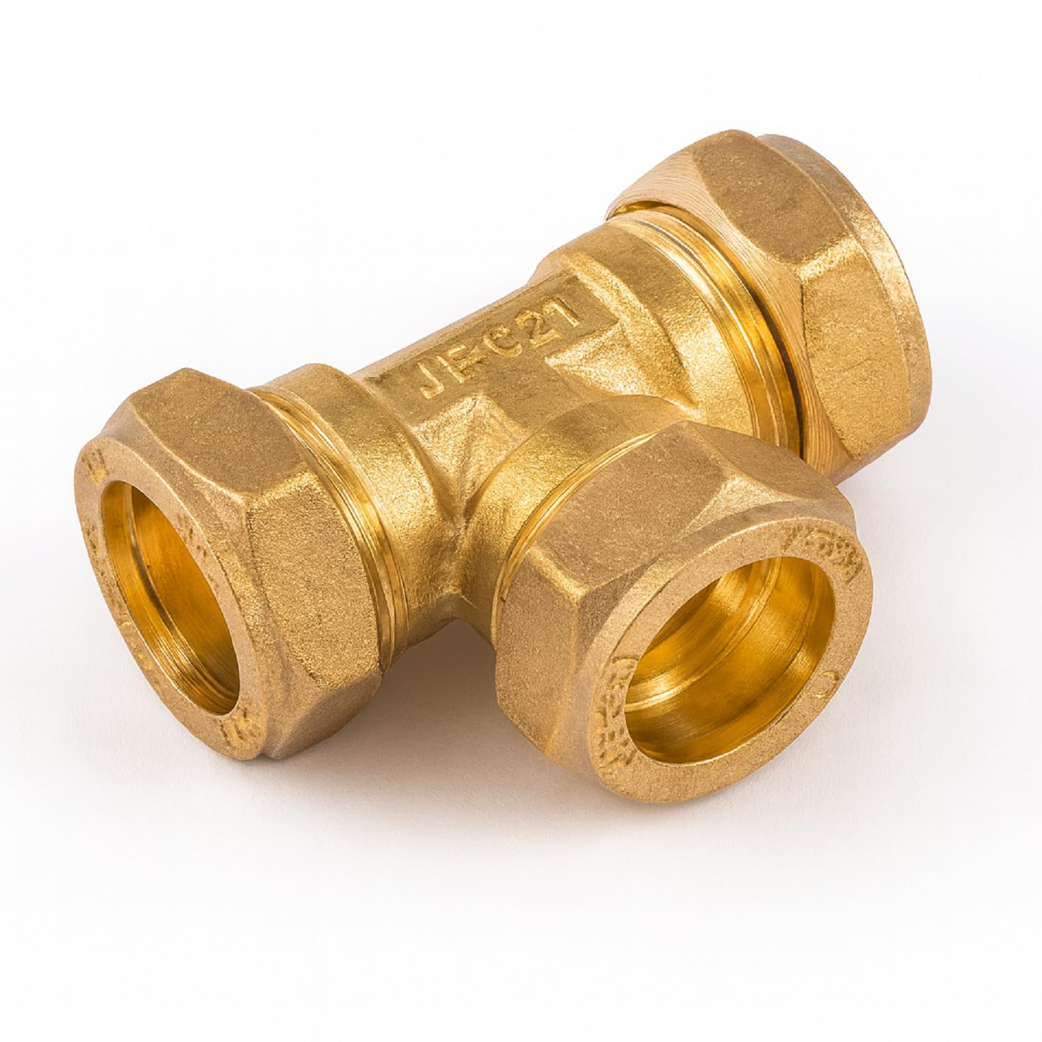 Westco 15mm C x C x C Equal Tee J614 (DZR) - Brass Compression Fitting for Copper Pipes in Plumbing & Heating Systems