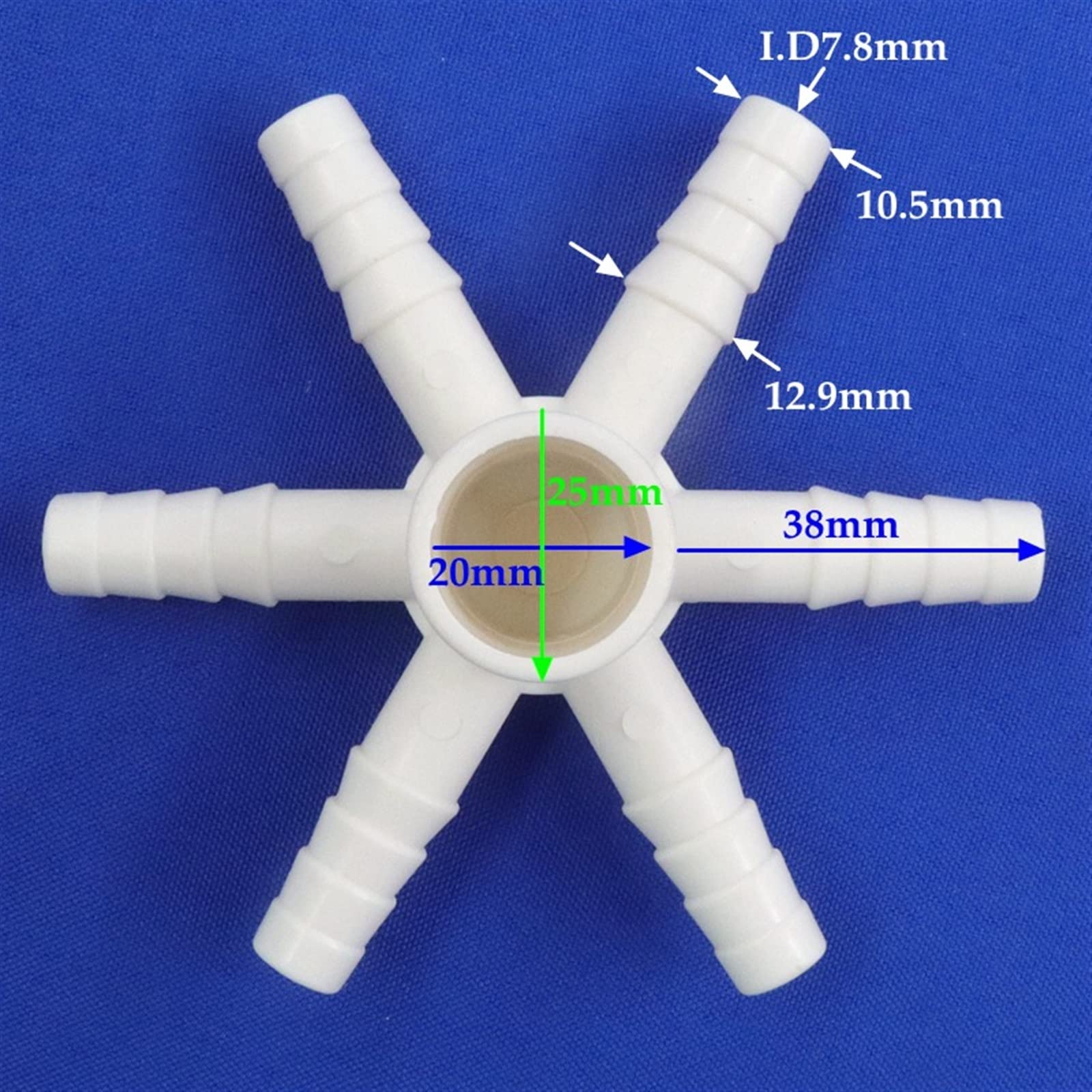 1 ~ 50 pièces 20 mm-10 mm PVC 6 voies connecteurs barbelés équipement d'élevage joints inverseurs de tuyaux anti-blocage distributeurs de tuyaux (5 pièces)