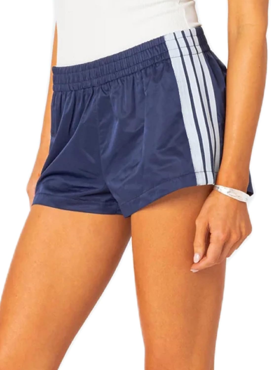 UAURORAO Women Striped Athletic Shorts Elastic Waist Side Stripe Casual Shorts Loose Patchwork Workout Sweat Shorts