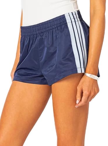 UAURORAO Women Striped Athletic Shorts Elastic Waist Side Stripe Casual