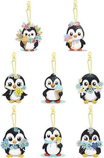 DIY Diamond Art Painting Keychain Ornament Diamond Easter Handmade Keychains Hanging Pendant Double Sided Spot Drill