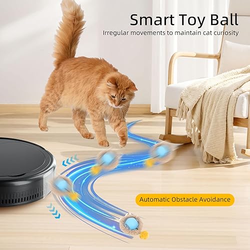 Miniatura 5 de ETACCU Juguetes interactivos para gatos, juguetes interactivos para gatos adultos de interior, bola rodante automática, estimula los instintos de