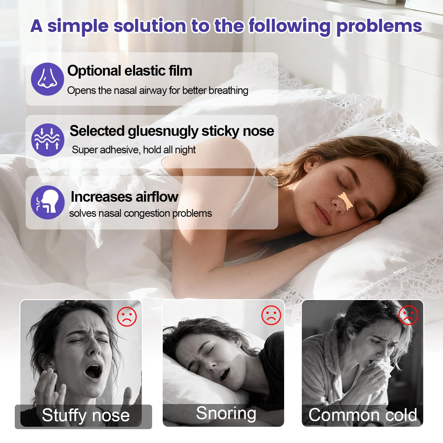 120 Pcs Tiras Nasales Antironquidos, Nasal Strips Parches Nasales Para Evitar Ronquidos, Tiras Nasales Anti Ronquidos para una Mejor Respiración al Dormir y Hacer Deporte