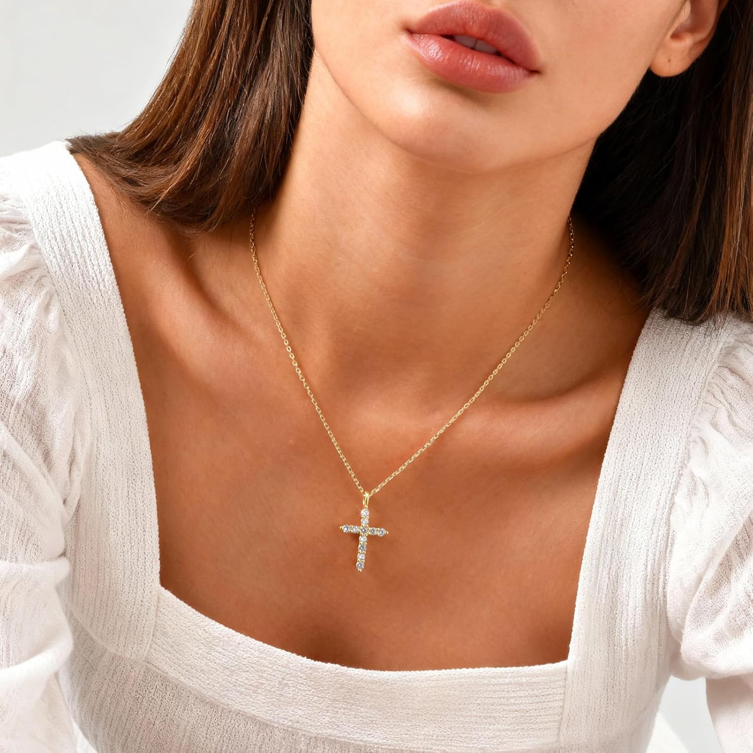 Gold Cross Necklace for Women - 14k Gold Plated Virgin Mary Pendant Necklaces,Hypoallergenic Non Tarnish Golden Cubic Zirconia Catholic Virgen de Guadalupe Jewelry,Religious Faith Baptism Gift for Her - Image 6