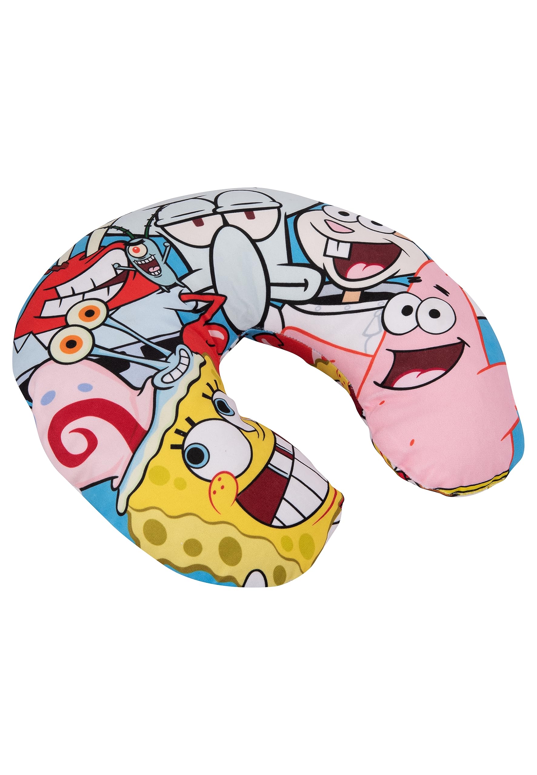 United Labels Cuscino Da Viaggio Spongebob: Morbido Cuscino Cervicale A Forma Di Testa Di Spugna, Per Auto E Aereo, 35x30 Cm, Giallo