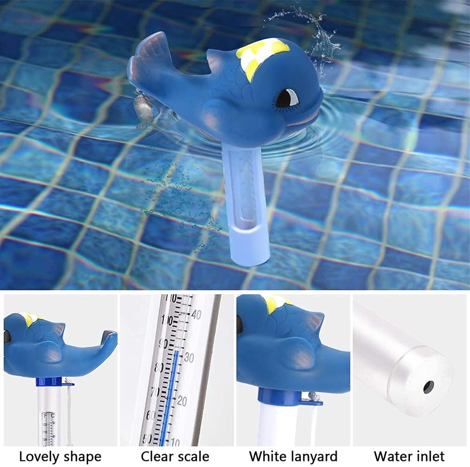 1 STÜCK Digital Pool Thermometer, Thermometer Wassertemperatur Meter Nice Für die Prüfung der Temperatur(Whale)