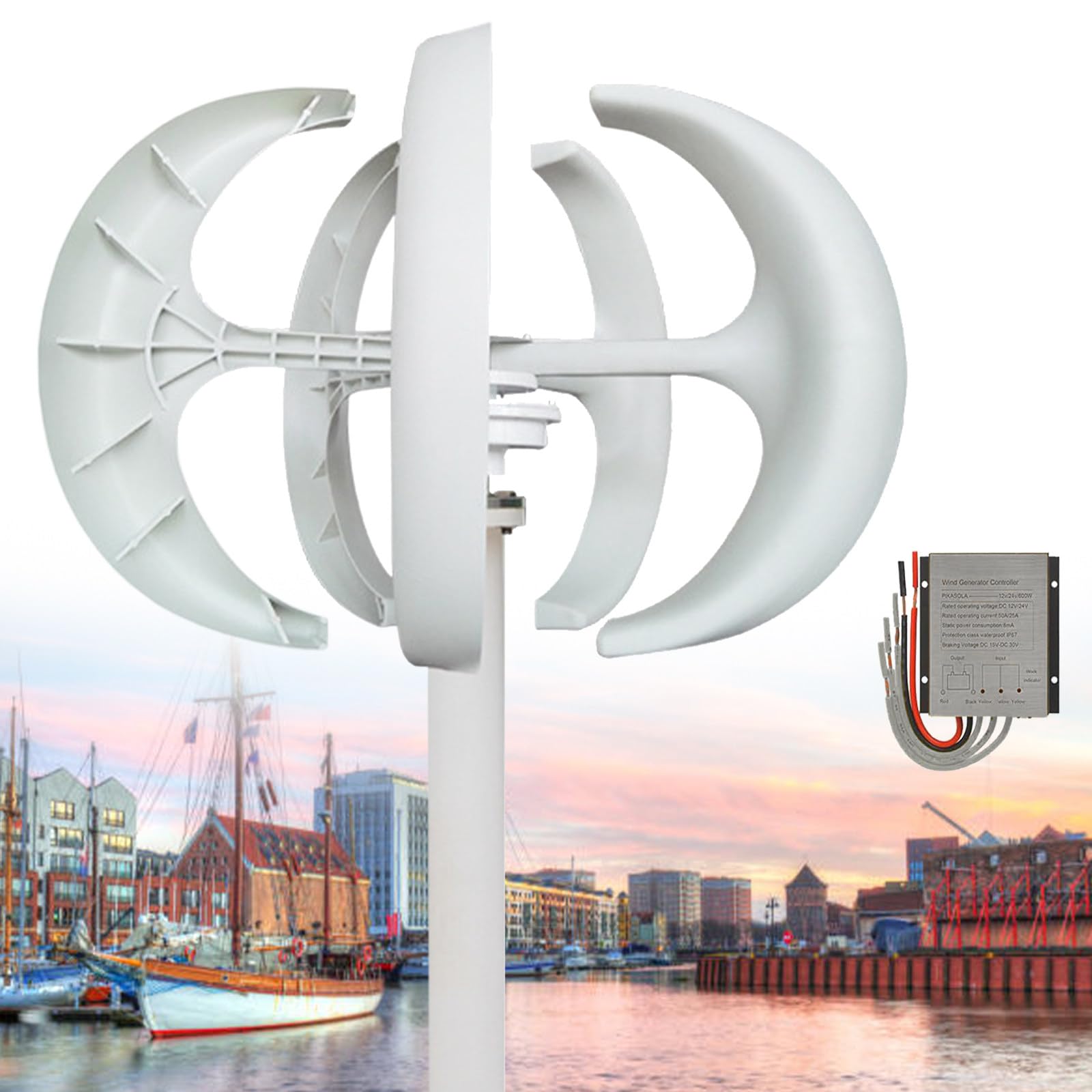 Zestaw generatora wiatrowego 10000 W, 5 łopatek, 12 V-220 V, kompletny kontroler oświetlenia domu i ulicy, odnawialne źródło energii trwałe i wydajne do zasilania zewnętrznego