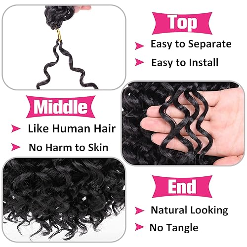 Miniatura 3 de Unionbeauty - Paquete de 8 mechones rizados de ganchillo GoGo, color negro, 10 pulgadas, cabello corto rizado de ganchillo para mujeres, rizos de