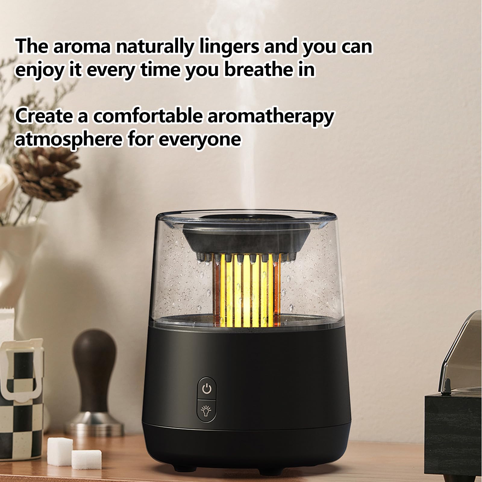 Genérico Humidificador De Aceites Esenciales De Aromaterapia para El Hogar, Humidificador De Vapor Frío con Temporizador, Tanque De Agua De Gran Capacidad De 320 Ml (Black)