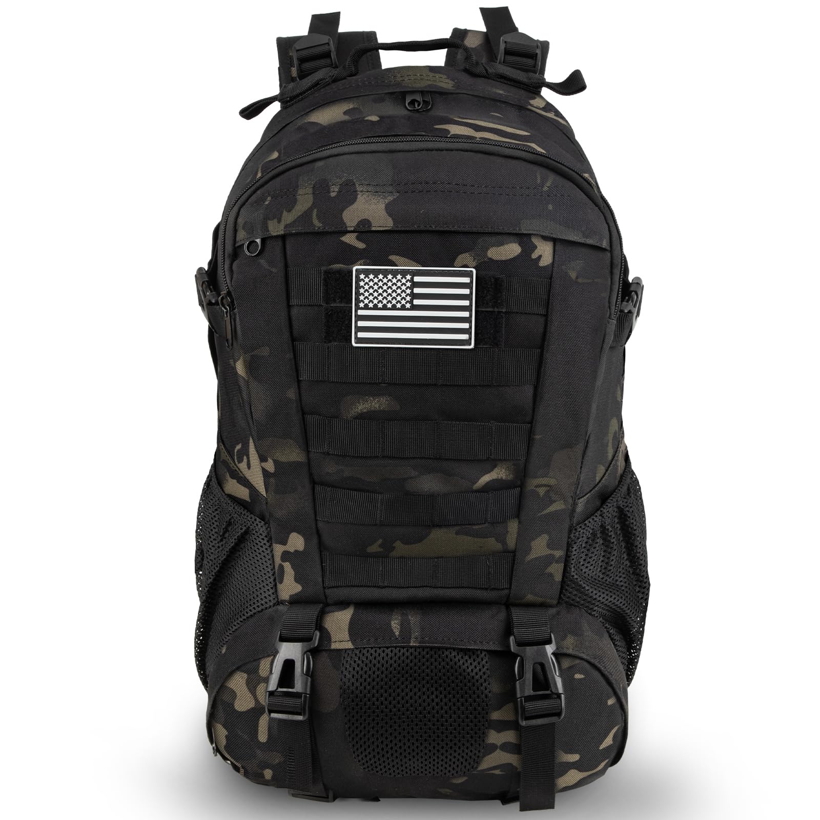 Jueachy Tactical Backpack for Men Hiking Day Pack Molle Military Rucksack Waterproof 30L EDC Bag with USA Flag Patch