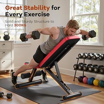 Weight Bench Foldable, 300kg Workout Bench, 74.5cm Wide Seat, Adjustable Weight Bench With 67 Training Angles Decline/Flat/Incline, for Chest Shoulders Arms Muscles, for Small Space Apartment
