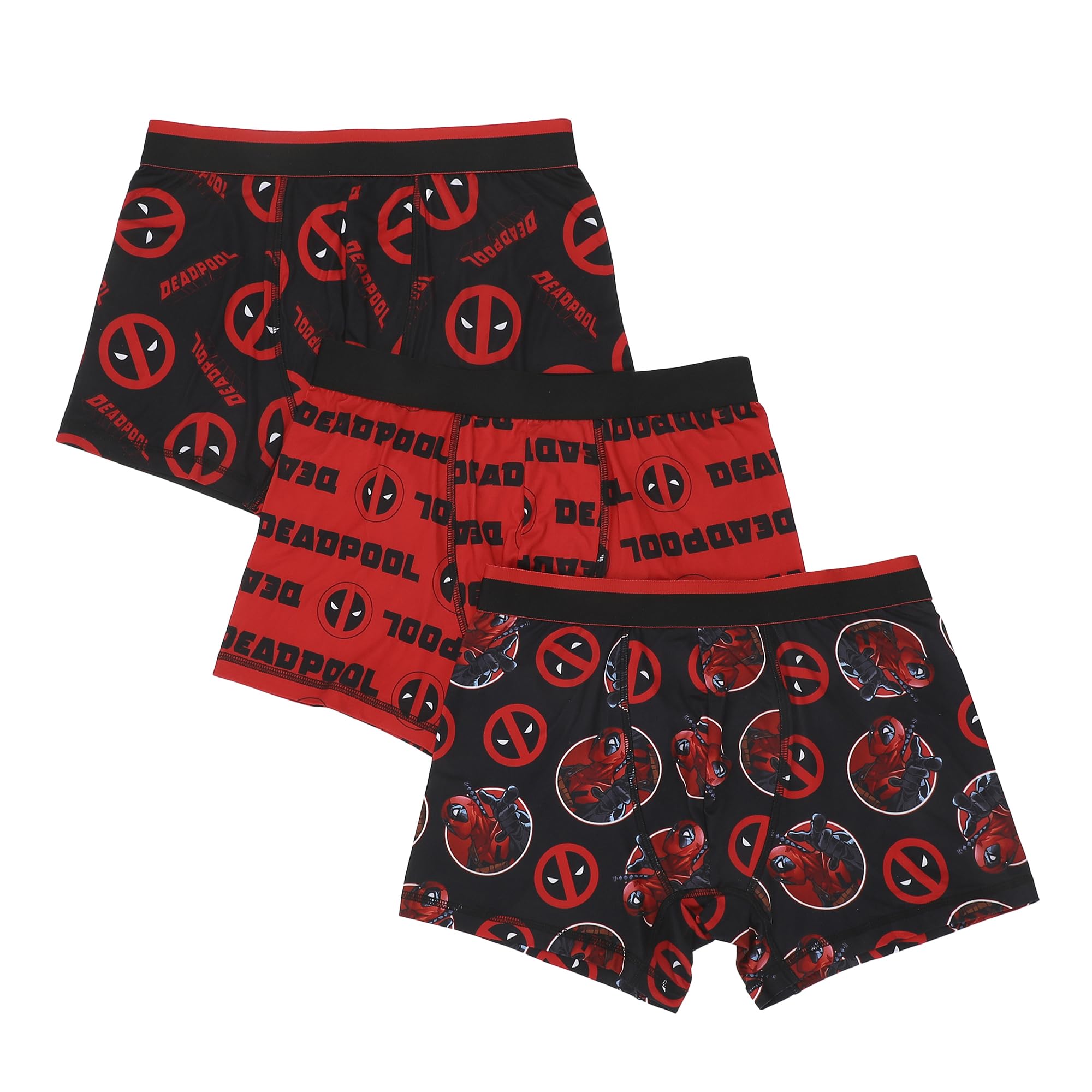 Bioworld Deadpool Character Logo Mens 3-Pack Boxer Briefs
