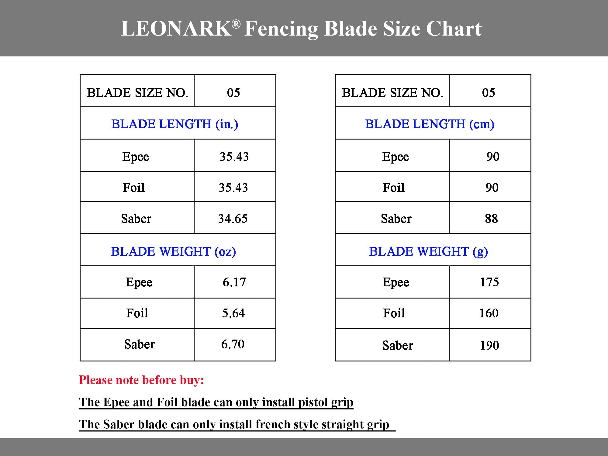 LEONARK Fencing Sword Spare Blade - Stainless Steel Alternative Blade for Epee Foil and Saber - #0#5 Replacement Fencing Blade for Adult and Child - 2 Pack with Blade Bag (Silver, 5 Epee)