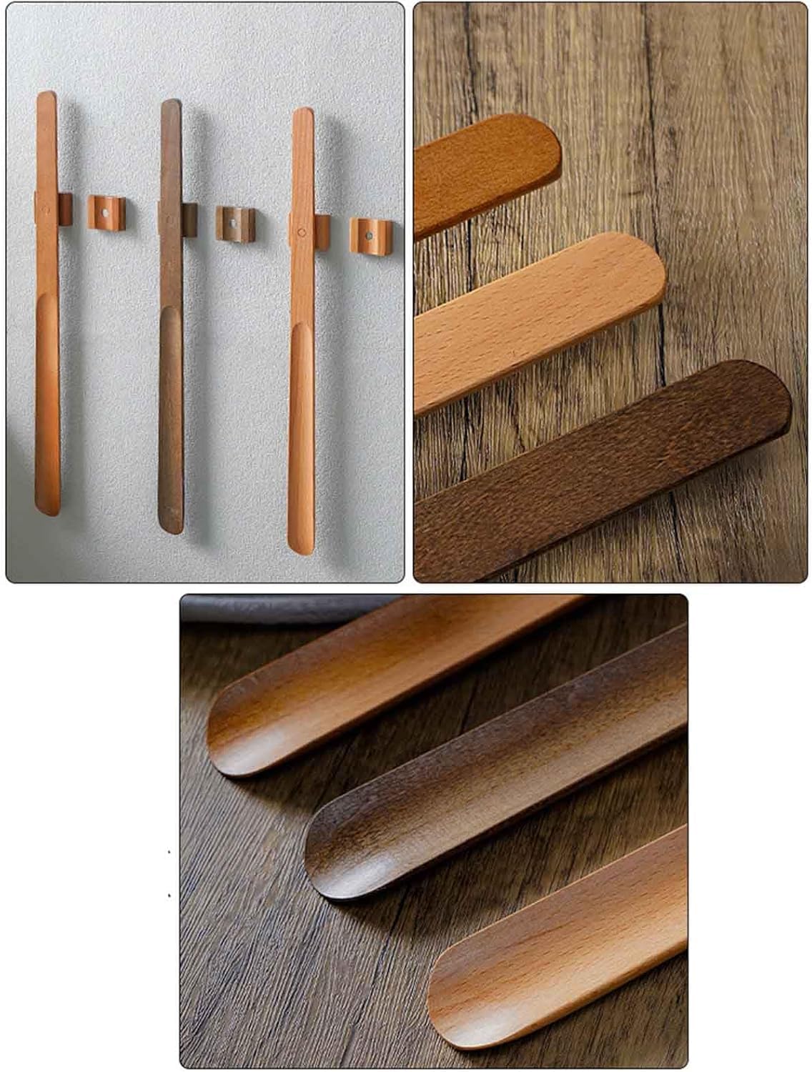 Genérico Calzador De Mango Largo con Cierre Magnético, Evita Agacharse | Diseño De Madera De 75 Cm, Protector De Talón Curvado (Beige 75x4 cm)