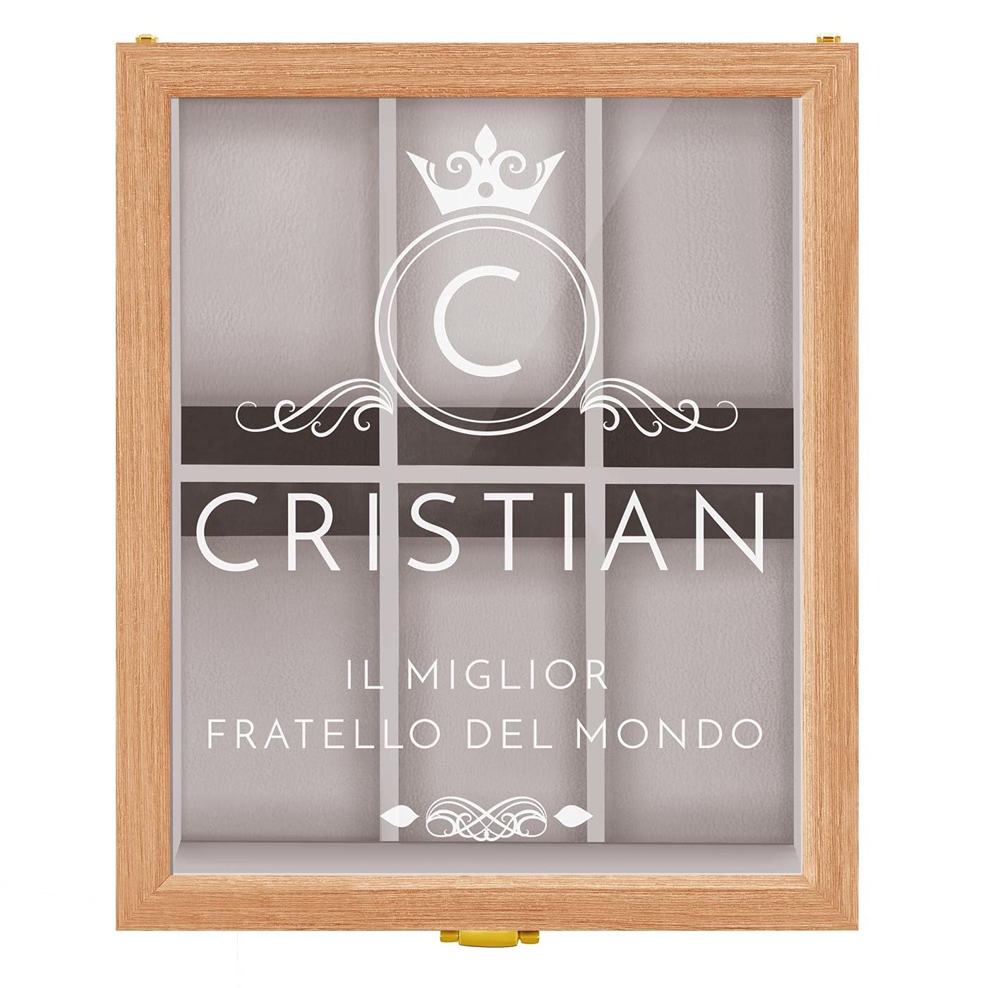 Maverton scatola porta orologi - con incisione personalizzata - in legno - custodia per 6 orologi - in legno - 20x16,5x8cm - regalo uomo compleanno - re