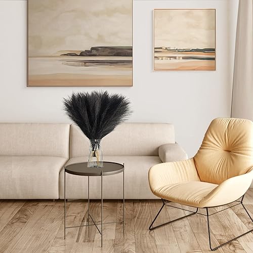 Miniatura 7 de Hierba sintética de las pampas, 6 tallos de hierba artificial de las pampas, hierba pomposa para jarrón pequeño, decoración bohemia del hogar,