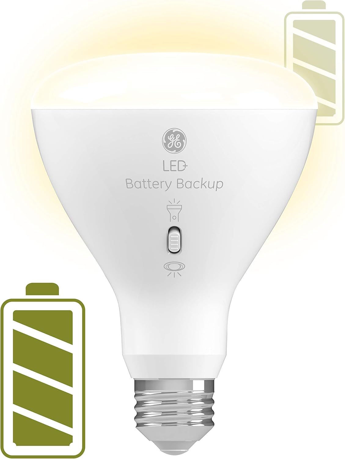 GE Lighting LED+ Backup Battery Indoor Flood Light Bulb, Rechargeable, Soft White, Medium Base (1 Pack)