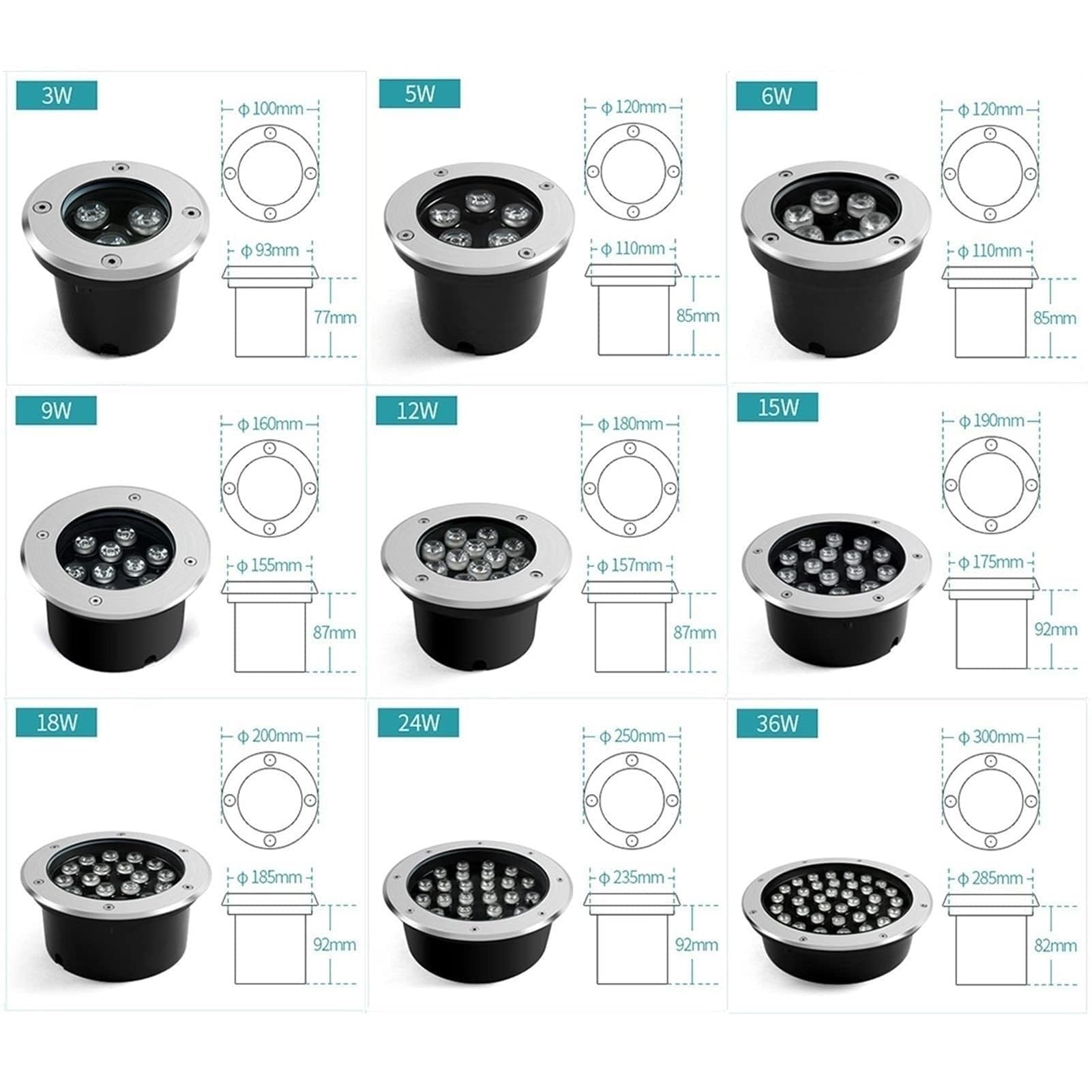 Tauchfähige LED-Poolbeleuchtung - Unterwasser-Einbauleuchte, IP68 Wasserdichter Runder 12-V-Außenstrahler, LED-Schwimmbad-Unterwasserleuchte, Teichlandschaftsbeleuchtung(White Light,12W)
