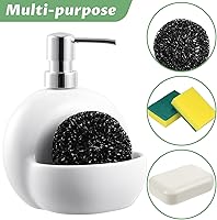 Vista 5 de Dispensador de jabón con soporte de esponja, dispensador de jabón de cerámica para manos y platos, 25 onzas para cocina y baño