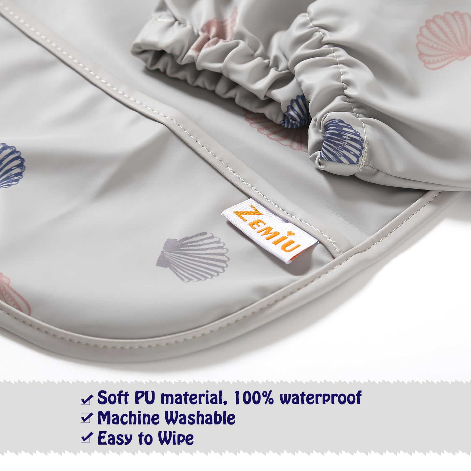 Zemiu Bavaglino per lo Svezzamento/Bavaglino per Bambini, 100% Impermeabile e in Morbido Materiale PU, Lavabile in Lavatrice, Tuta a Maniche Lunghe - Adatto per Bambini da 6 a 30 Mesi