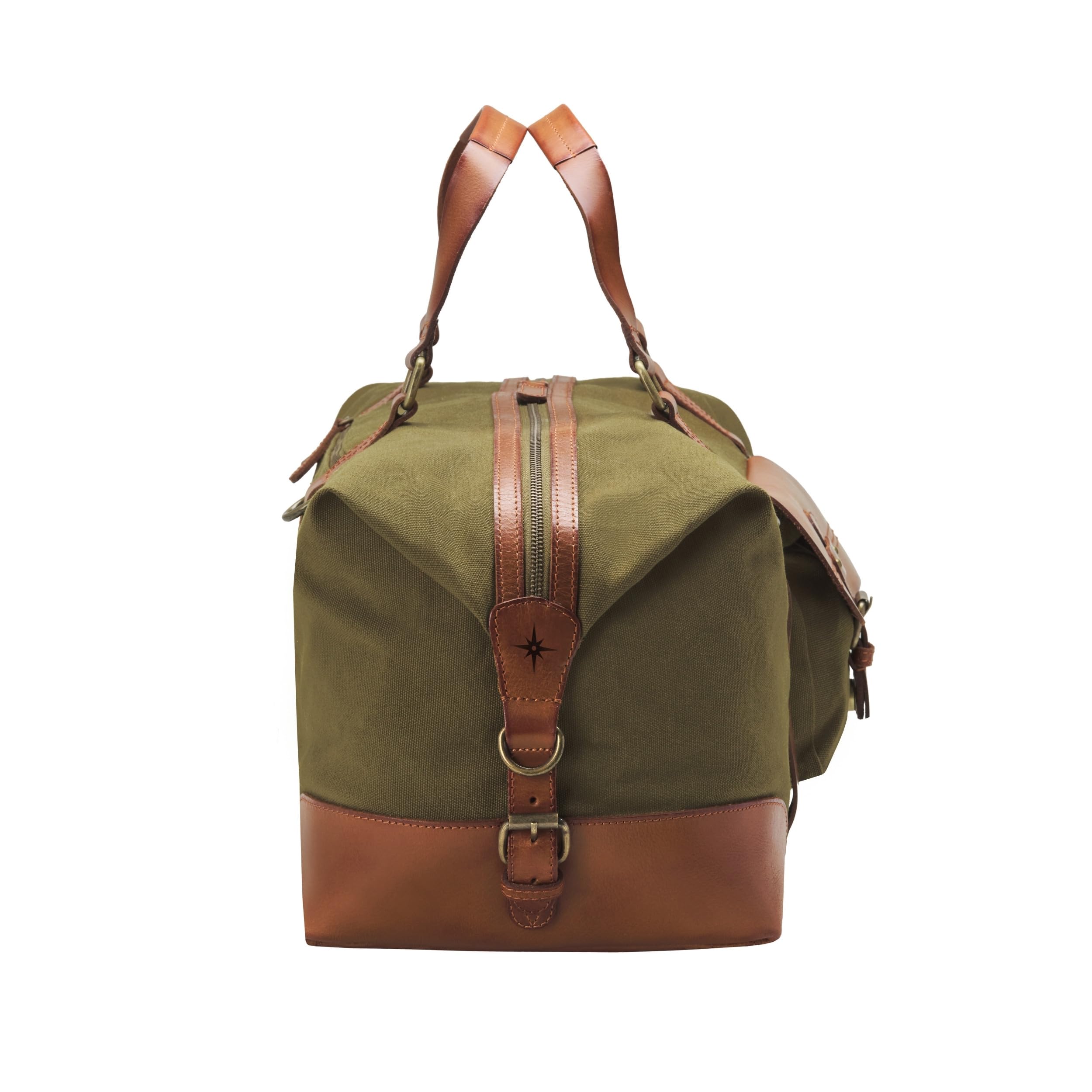 DRAKENSBERG Reisetasche 'Sam' - Weekender, Wochenend- und Sport-Tasche im Vintage-Retro-Design, Damen, Herren, nachhaltig handgemacht, Canvas, Leder, 50L, Olivgrün, DR00143