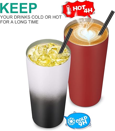 Miniatura 4 de VEGOND Vaso de 20oz a granel con tapa y pajita, vaso aislado al vacío de acero inoxidable de doble pared para café, viaje, paquete de 1 unidad,