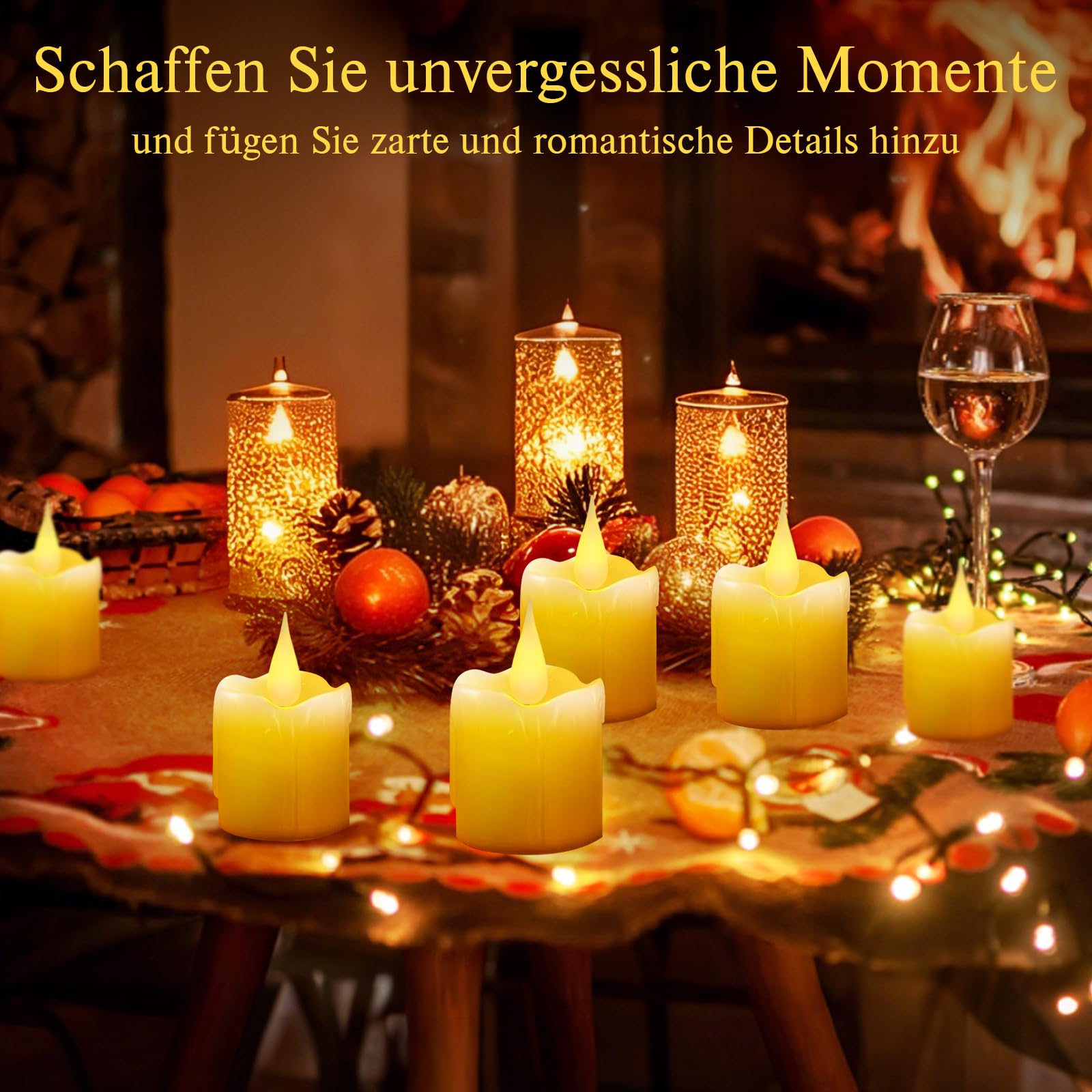 Velas LED parpadeantes con pilas, 4 cm x 6,5 cm, cera auténtica, batería realista, 6 unidades de velas LED para exteriores, llama parpadeante para bodas, fiestas