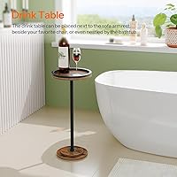 Vista 6 de HOOBRO Small Round Side Table, Drink Table, Coffee Martini Table with Pedestal Accent for Small Spaces in Living Room, Bedroom, Sofa Couch, Rustic