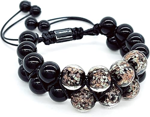 Pulsera de cuentas de cristal rosa que brilla en la oscuridad, cuentas de vidrio de 0.472 pulgadas (0.472 in), doble fila, chakras Shamballa,