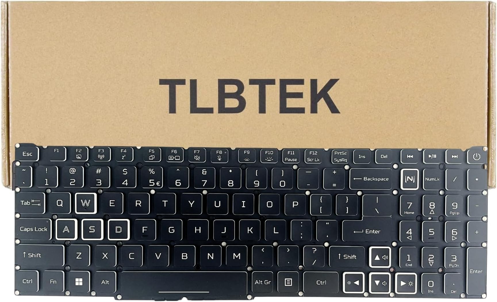TLBTEK Backlight Keyboard Replacement Compatible with Acer Nitro 5 AN515-45 AN515-46 AN515-47 AN515-55 N20C1 AN515-56 AN515-57 AN515-58 AN517-41 AN517-45 AN517-52 AN517-55 AN517-53 Series Laptop