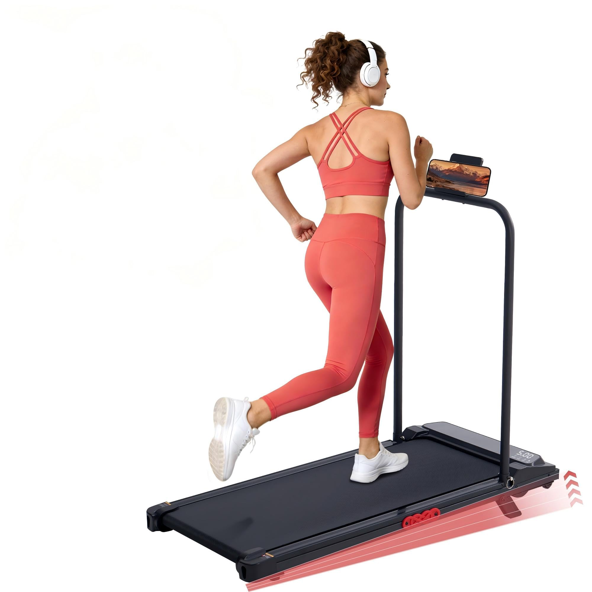 MCRG Portable Walking Pad Treadmill with Handle Bar Incline for Home Small, 3.5HP Electric Walking Pad Treadmill with Incline, Compact Mini Treadmill with Handles for Exercising, 0.6-10MPH, 400LBS