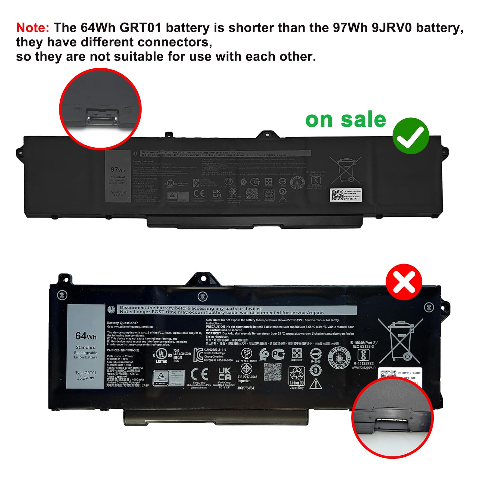 Amazon.com: BOWEIRUI 97Wh 9JRV0 Laptop Battery Replacement for