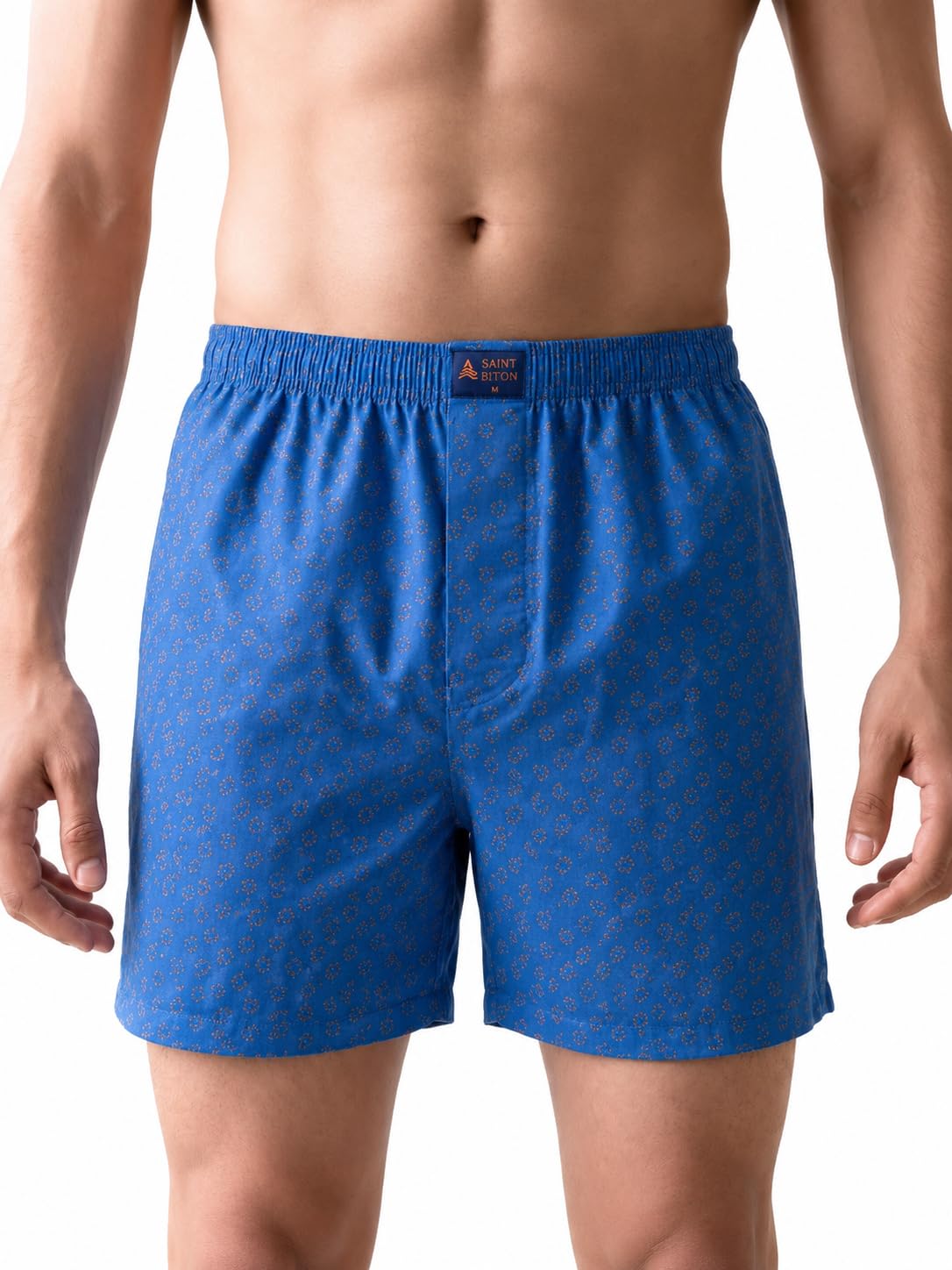 Men's Printed Cotton Boxer Shorts | Soft Breathable Fabric | Regular Fit | Assorted Floral, Paisley & Geometric Prints (in, Alpha, XL, Regular, Standard, Sky Blue with Golden)-picture-49