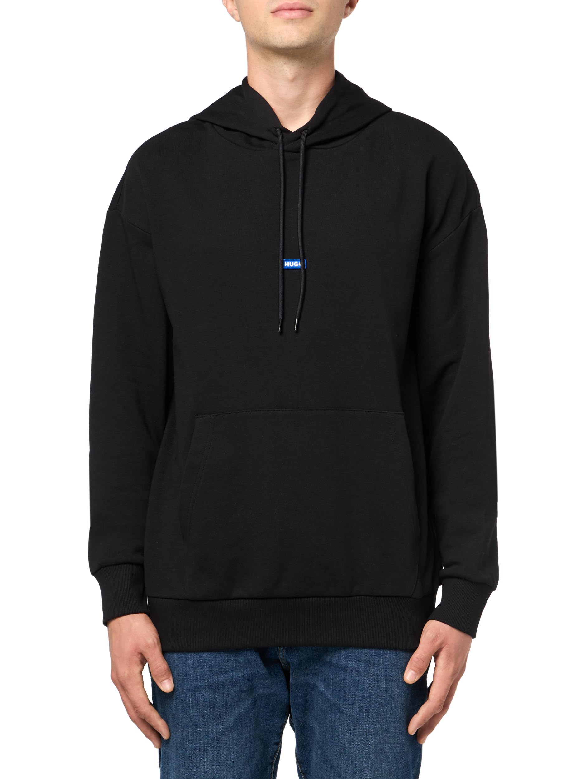 HUGO sweatshirt capuche homme coton noir avec patch logo original - 4